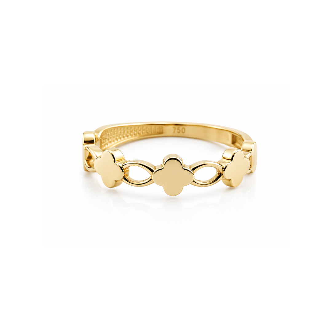 Anillo Oro Amarillo Trébol 18Kt.