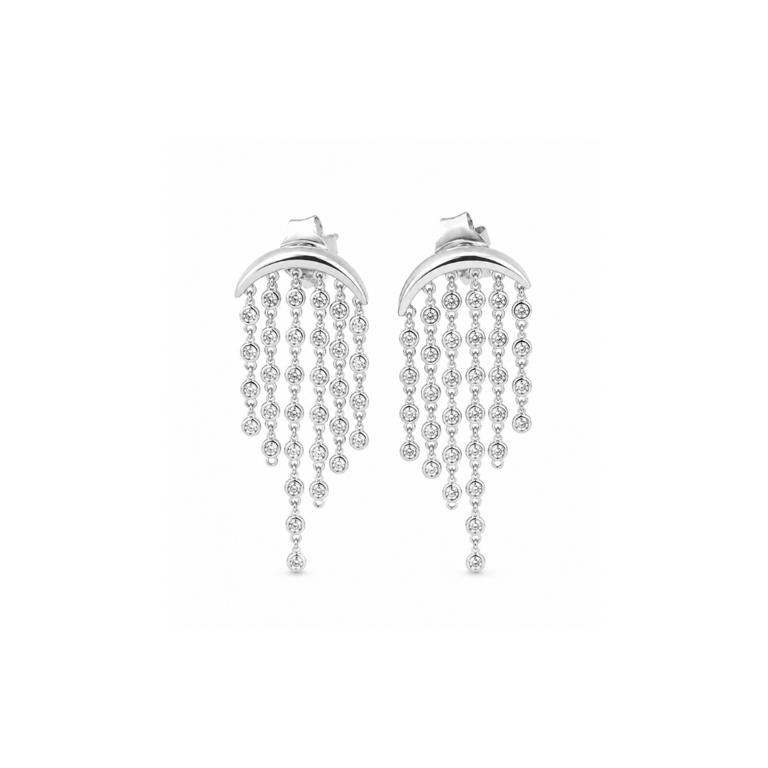 Aros Cascada de Plata Rodinada con Circones.