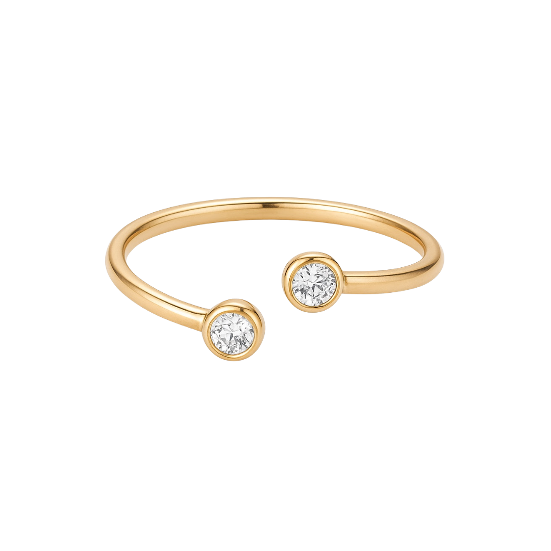 Anillo Oro Amarillo 14 Kt. 2 Brillantes.