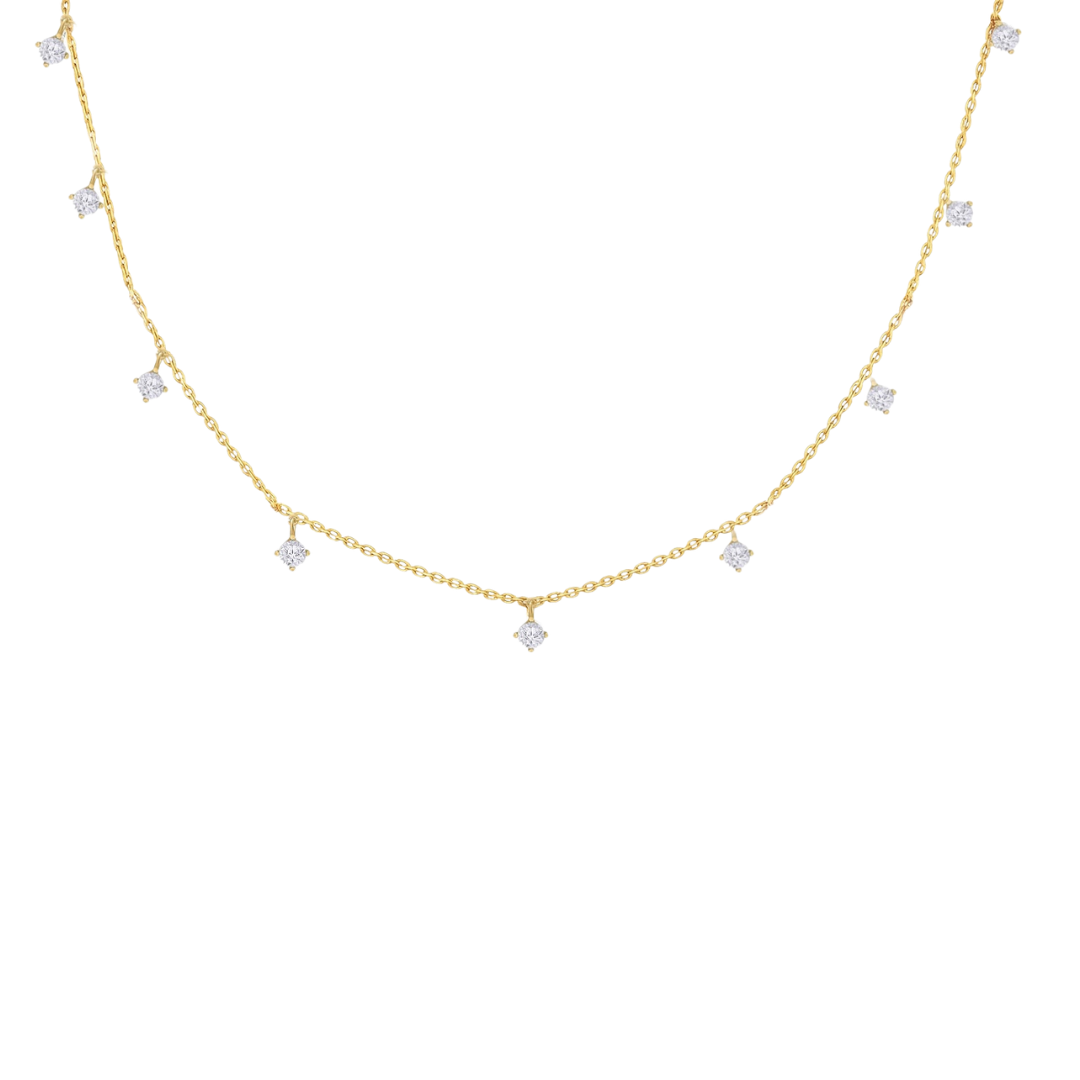 Collar Brillantes Colgantes en Oro Amarillo 14Kt.
