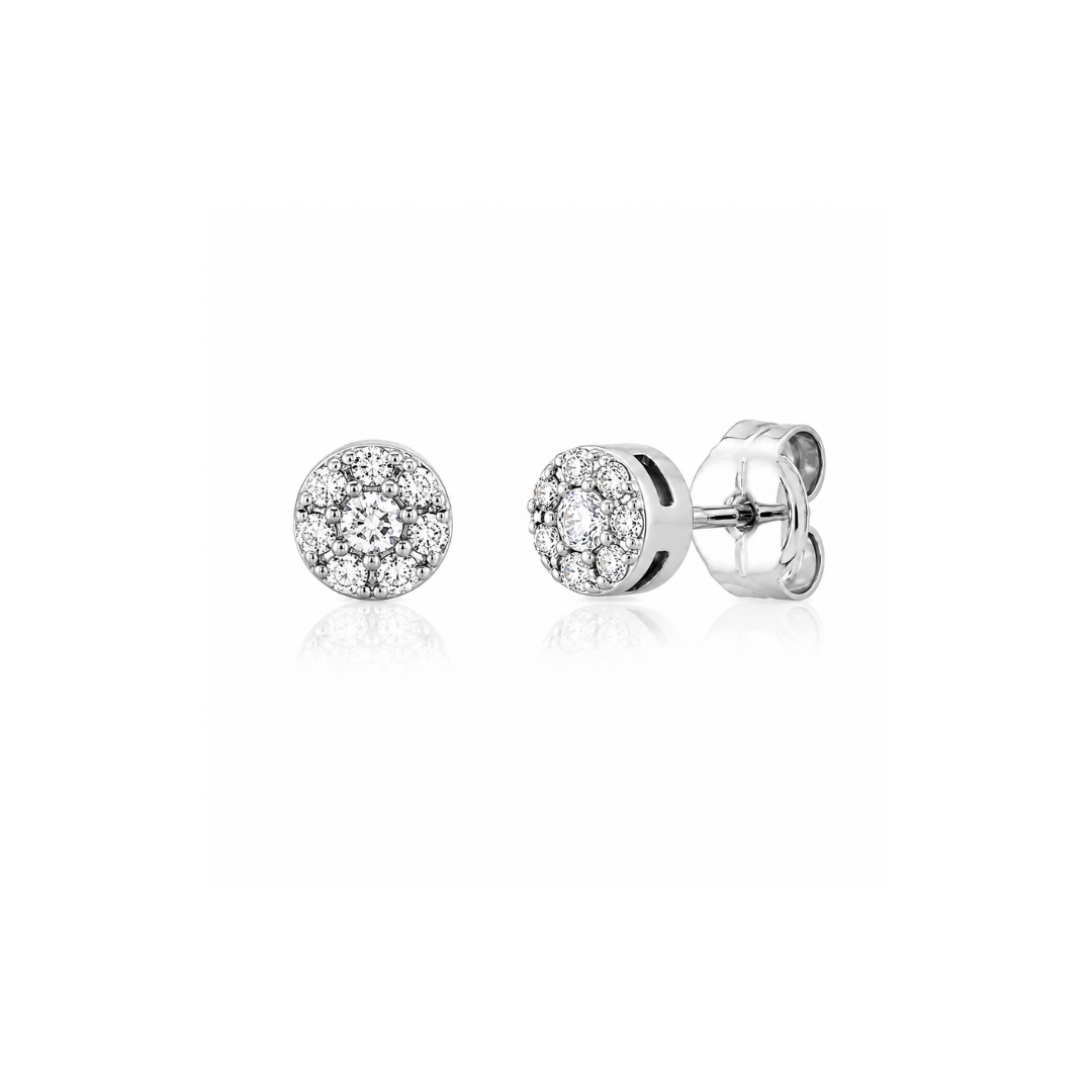 Aros Círculo de 8 Brillantes en Oro Blanco.