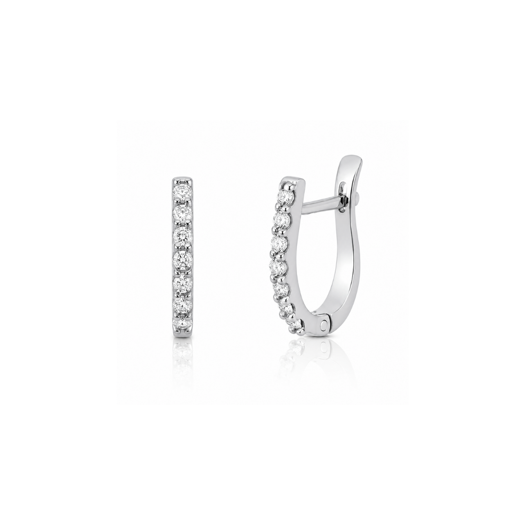 Aros Huggie de Brillantes en Oro Blanco.