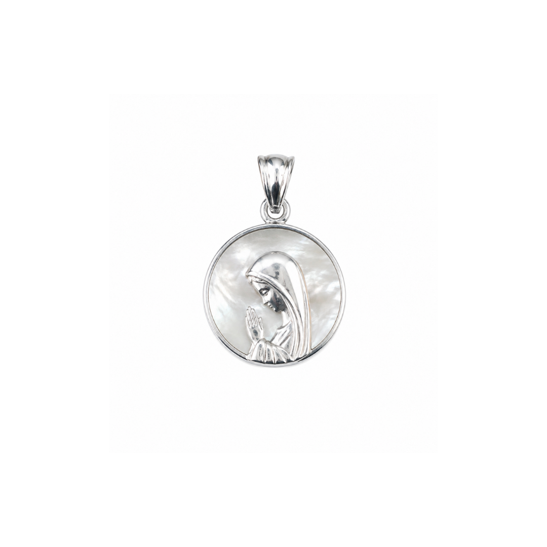 Medalla Virgen Niña de Plata y Nácar