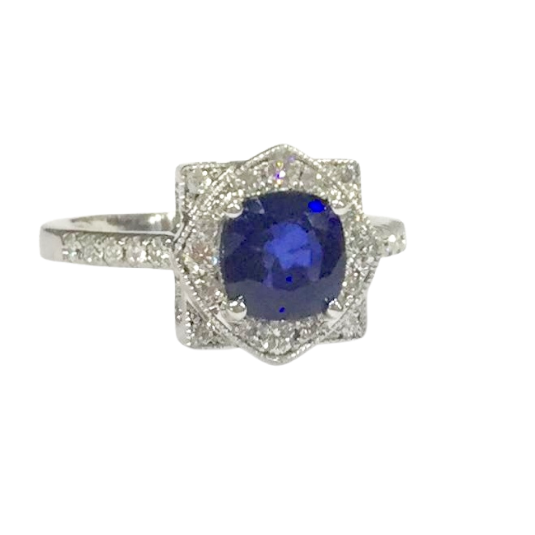 Anillo Platino Zafiro Central.