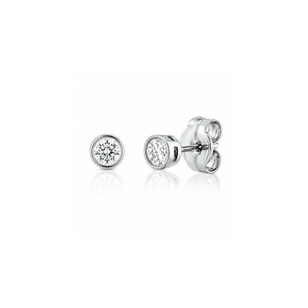 Aros de Oro Blanco y Brillante.
