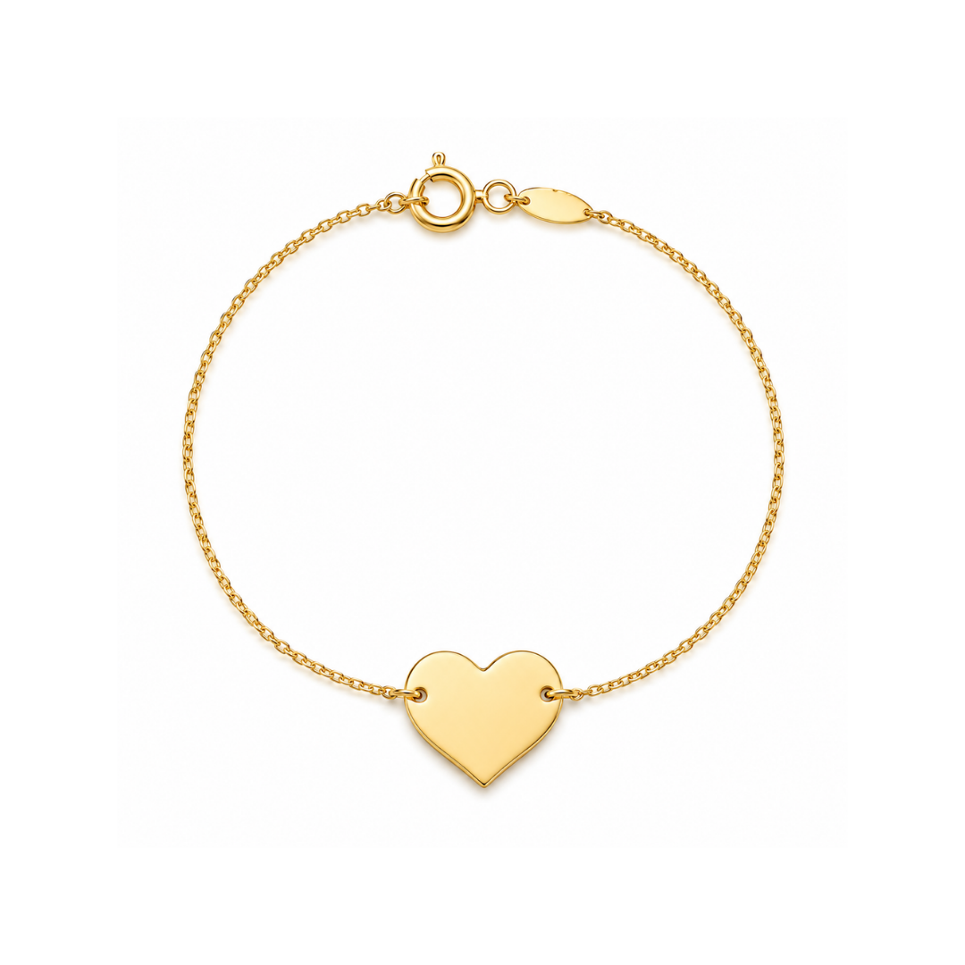 Pulsera Corazón Oro Amarillo 14Kt.