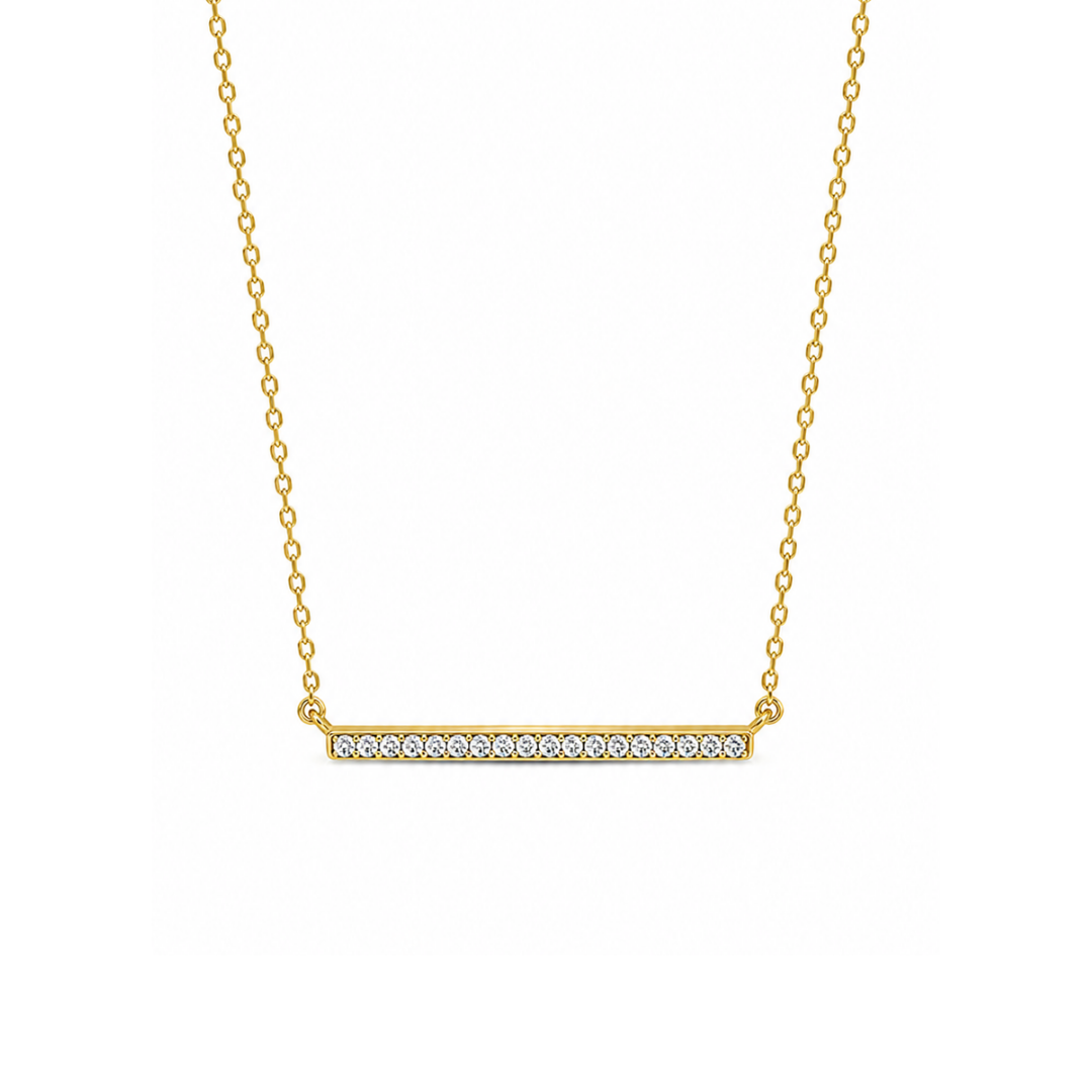 Collar Barra de Brillantes Naturales en Oro Amarillo 14Kt.
