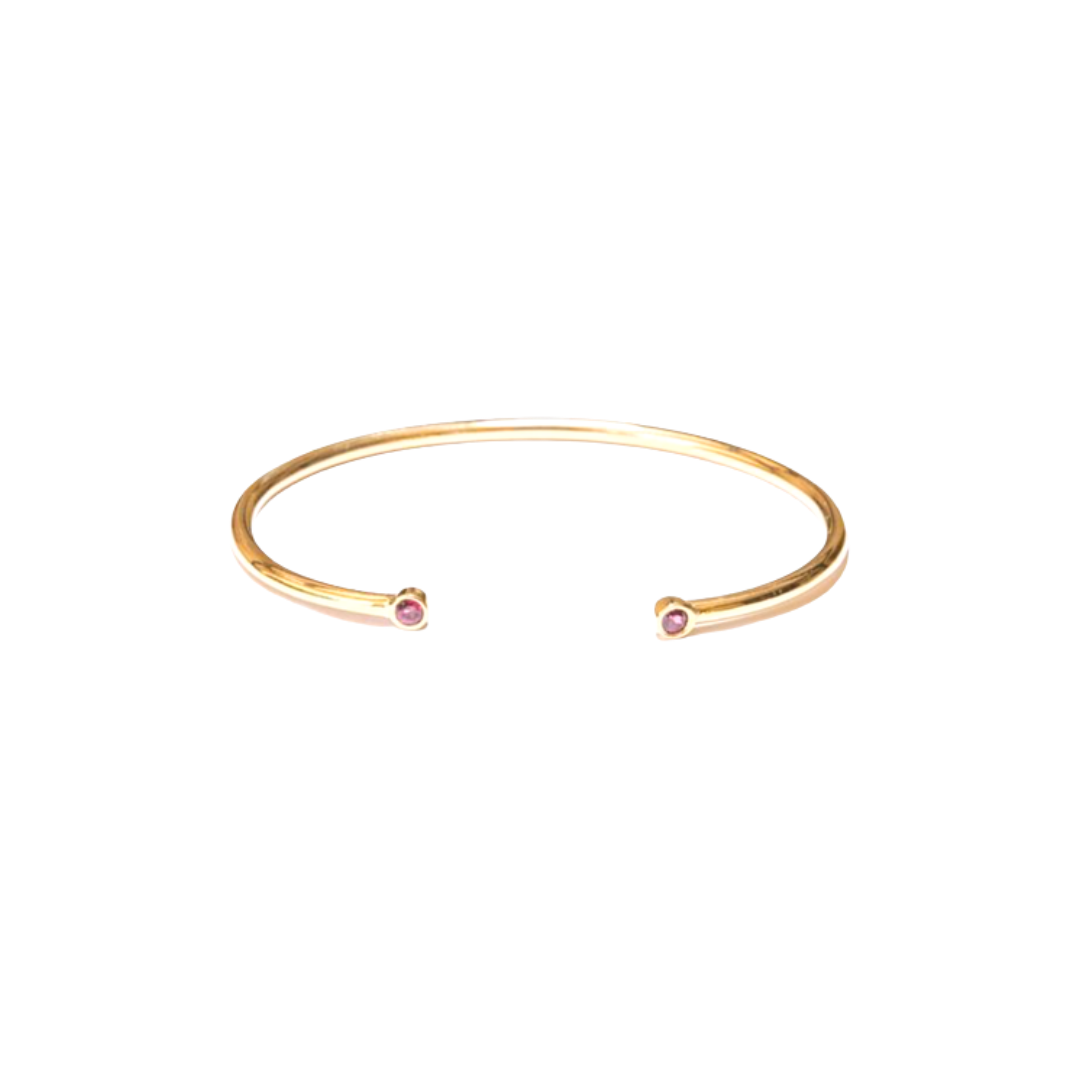 Pulsera Esclava Abierta Oro Amarillo Piedras 18Kt.