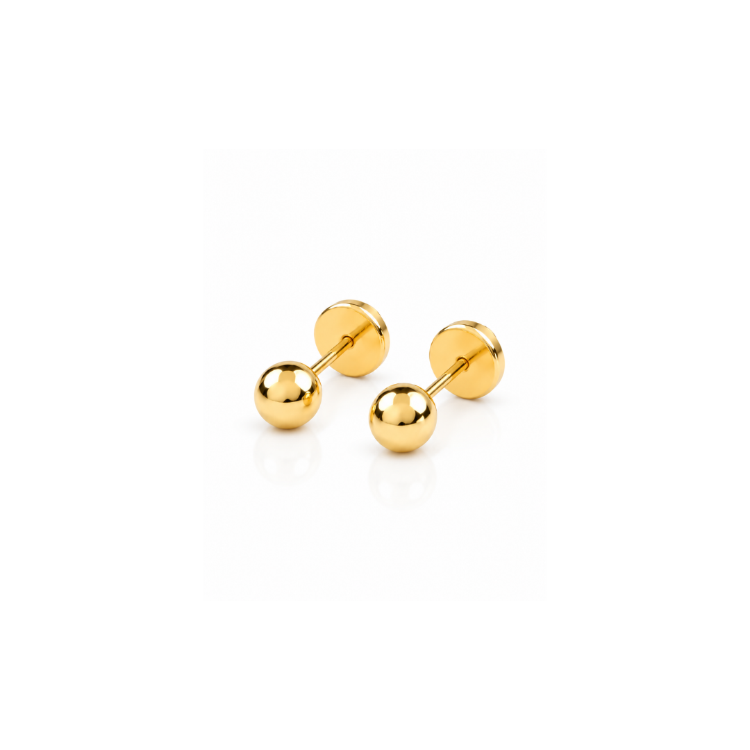Aros Abridores Bolitas de Oro Amarillo 18Kt.