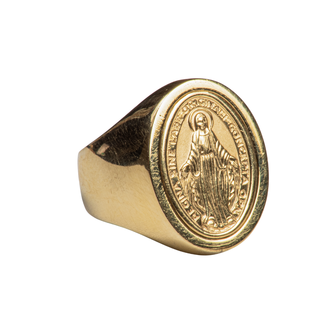 Anillo Oro Amarillo 18Kt. Chevalier Virgen de los Rayos.