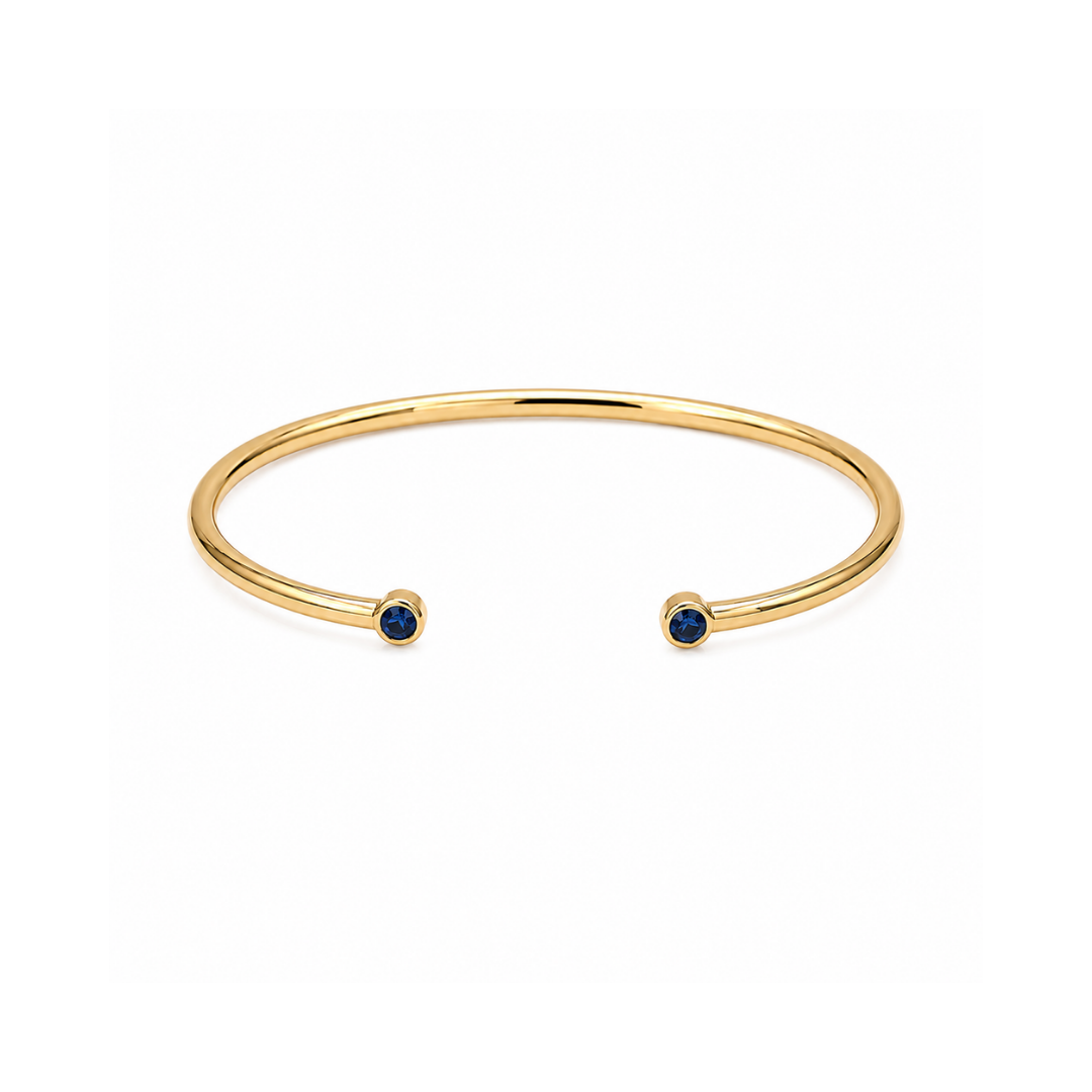 Pulsera Esclava Abierta Oro Amarillo y Zafiros 18Kt.