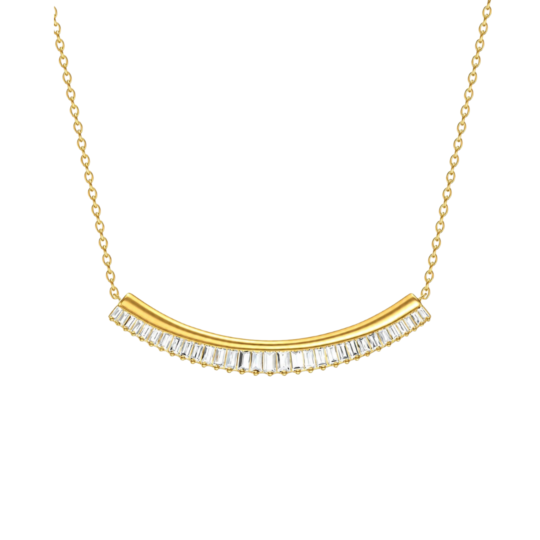 Collar Barra de Brillantes Baguette en Oro Amarillo 14Kt.