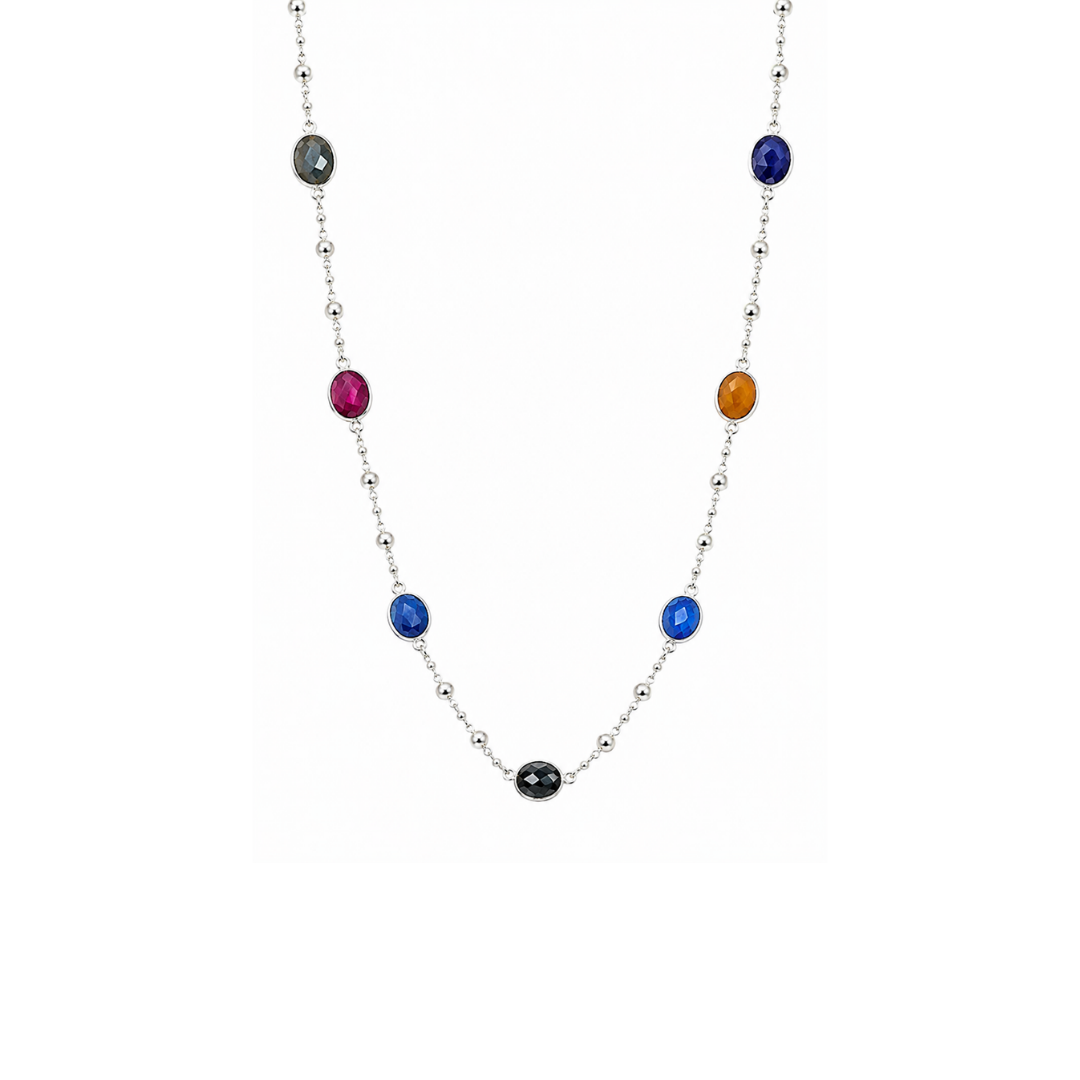 Collar de Plata y Piedras Naturales.