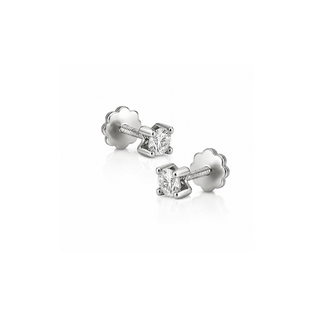Aros de Oro Blanco Punto de Luz Grifa Tornillo Especial.