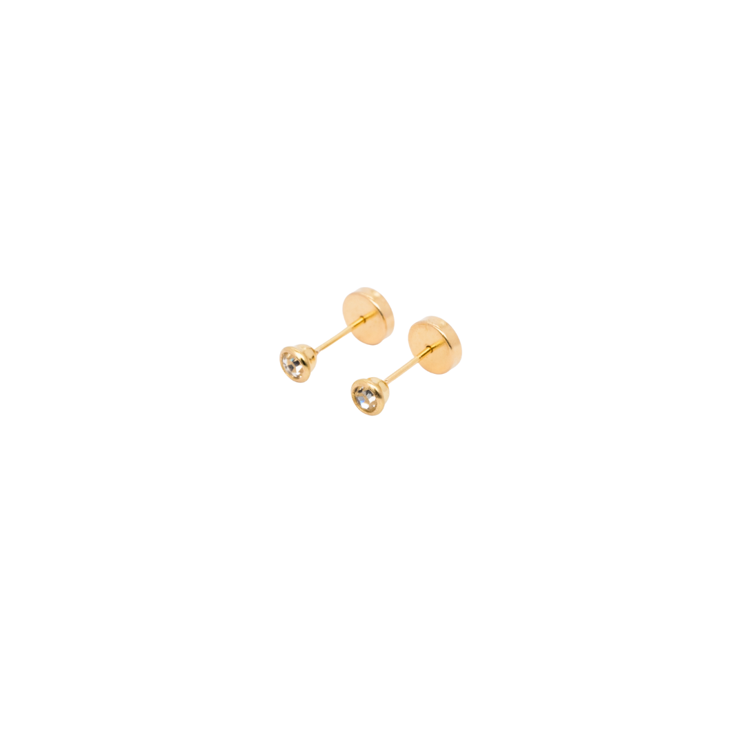 Aros Abridores Circón Oro Amarillo 18Kt.