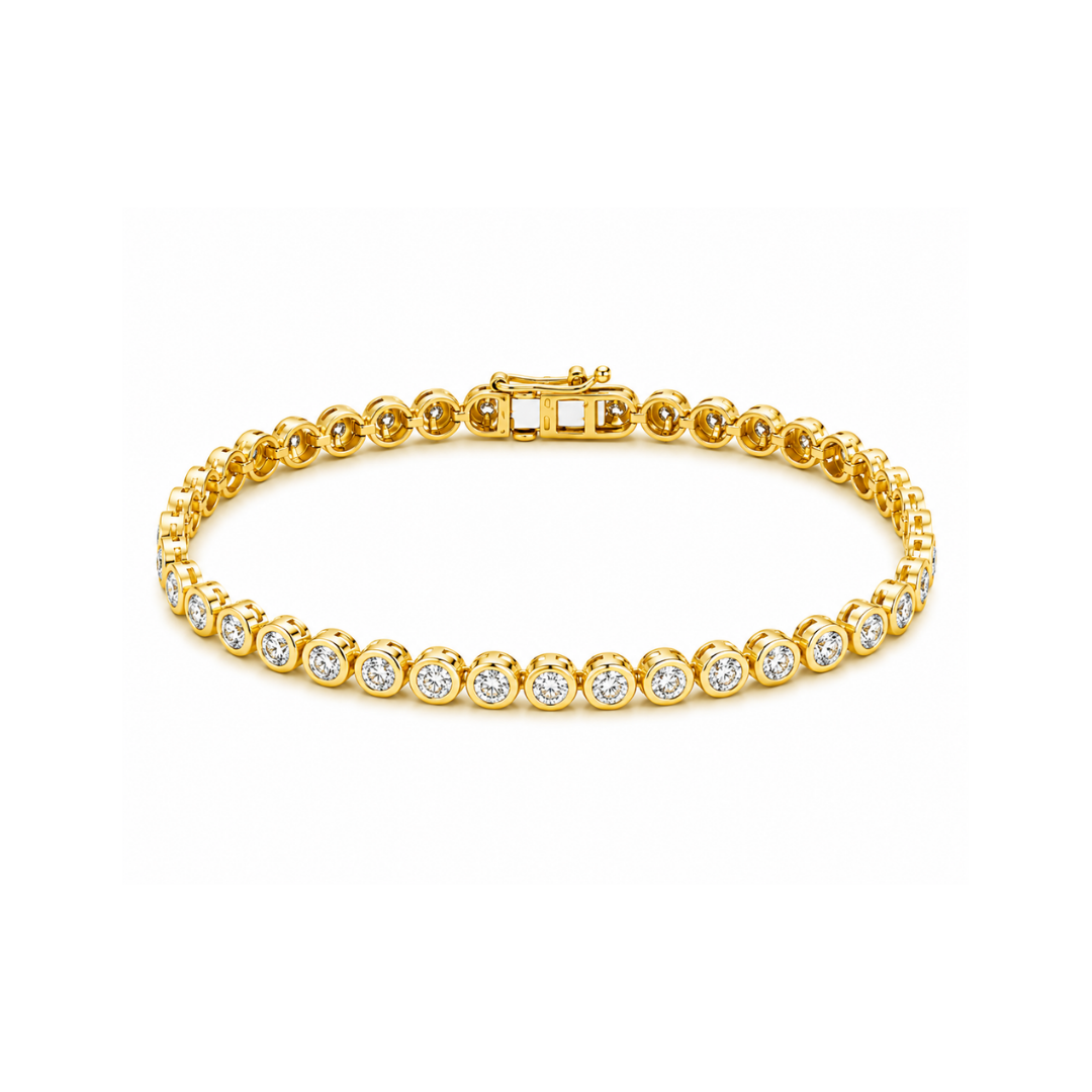 Pulsera Brillantes y Oro Amarillo 14 Kt.