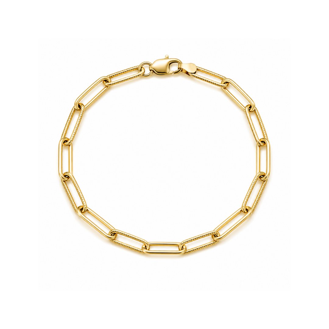 Pulsera Paper Clip Oro Amarillo 14Kt.