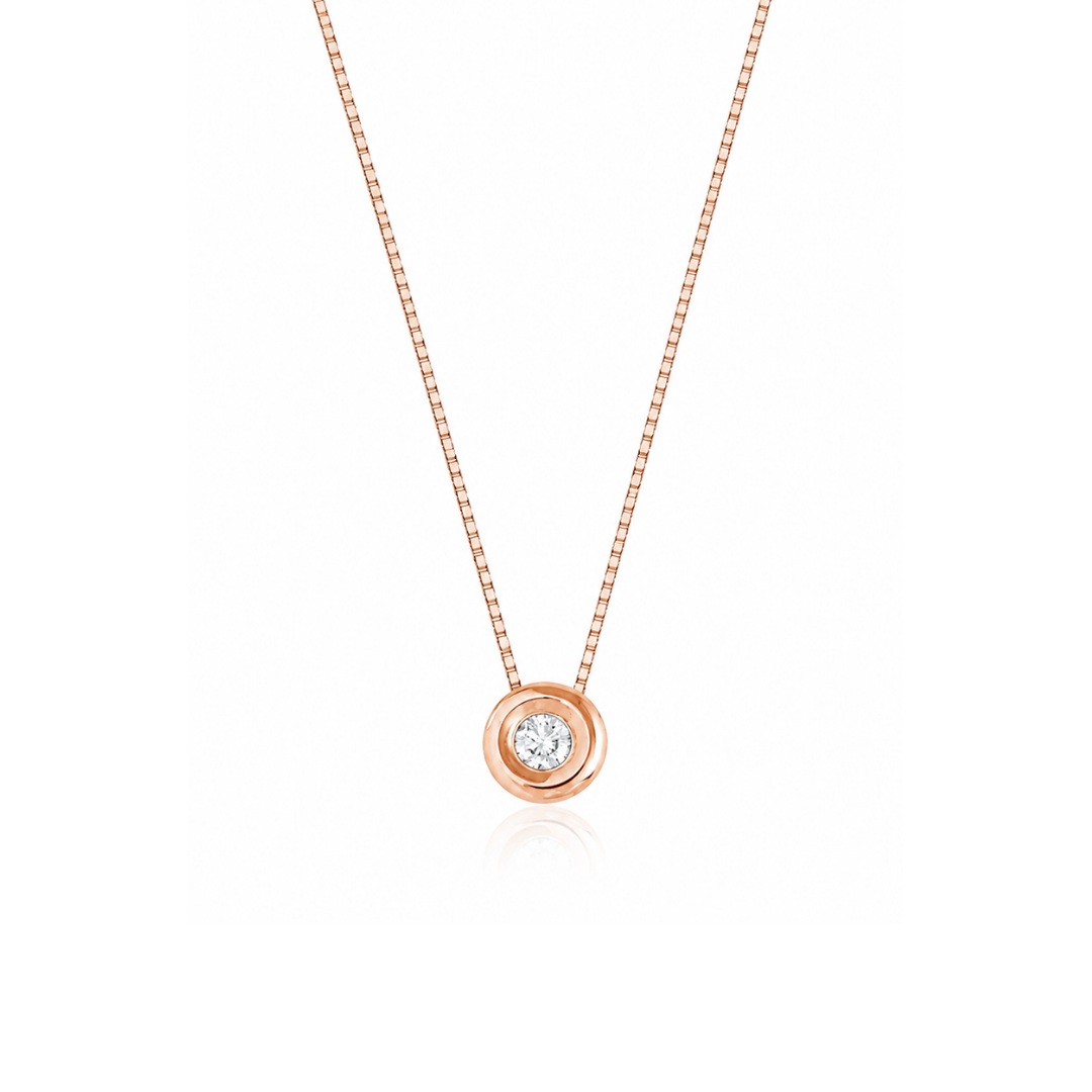 Collar Chatón de Oro Rosa Punto de Luz 18Kt.