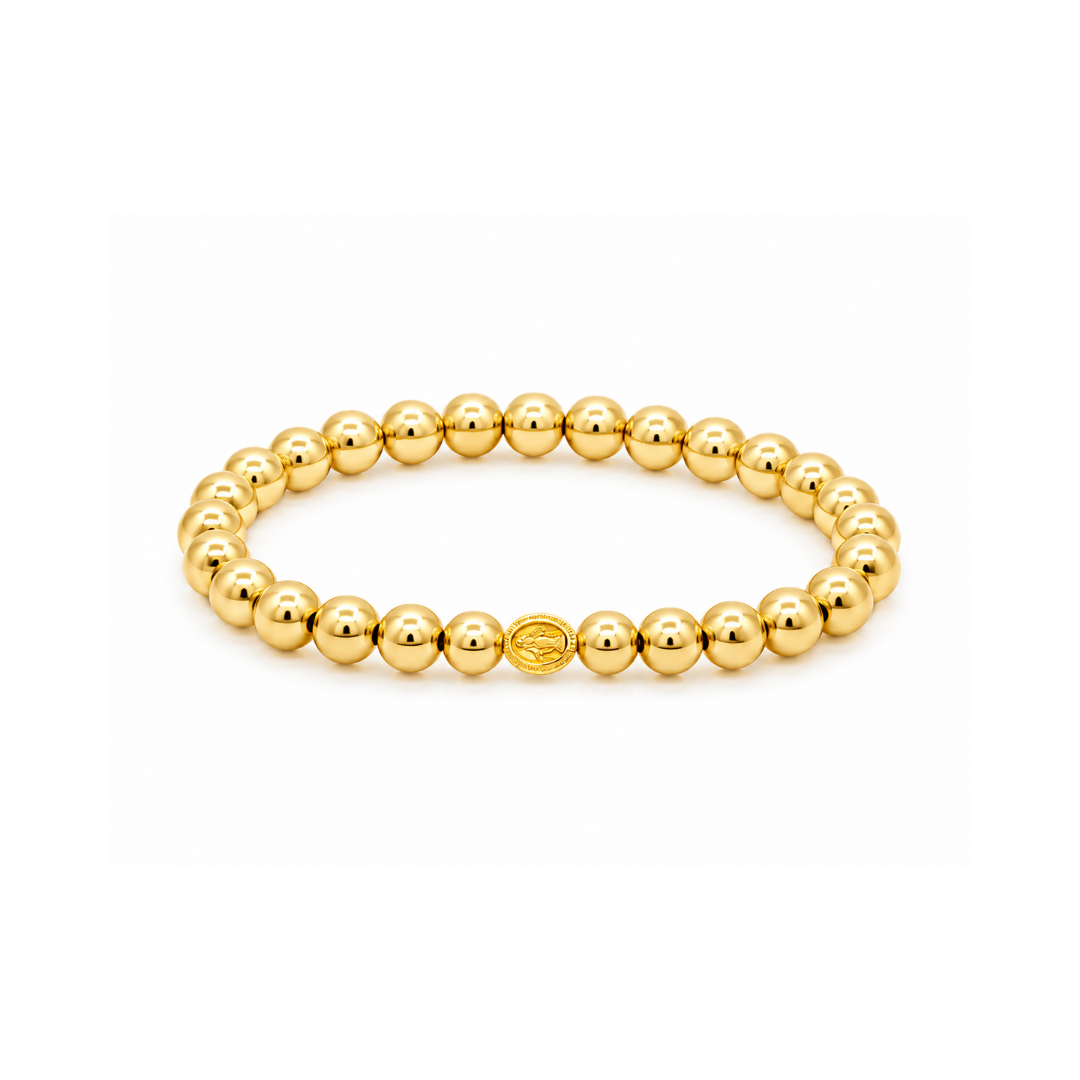 Pulsera Elástica Virgen de los Rayos Pequeña Oro Amarillo 14Kt.