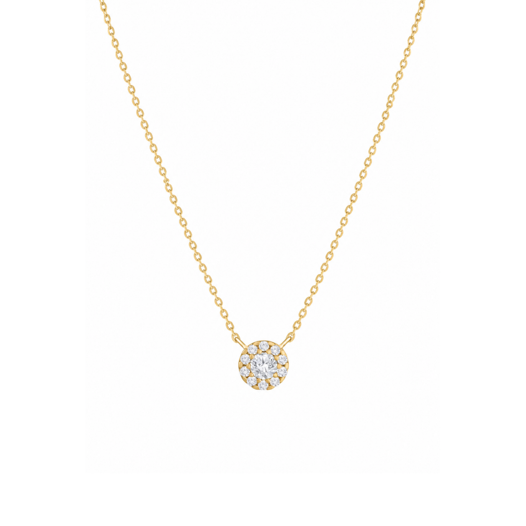 Collar Círculo de 11 Brillantes en Oro Amarillo 14Kt.