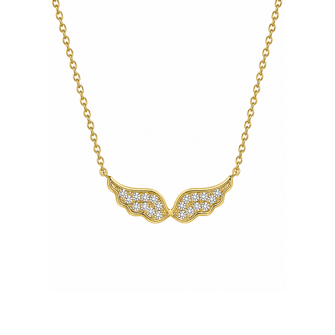 Collar Alitas de Brillantes en Oro Amarillo 14Kt.