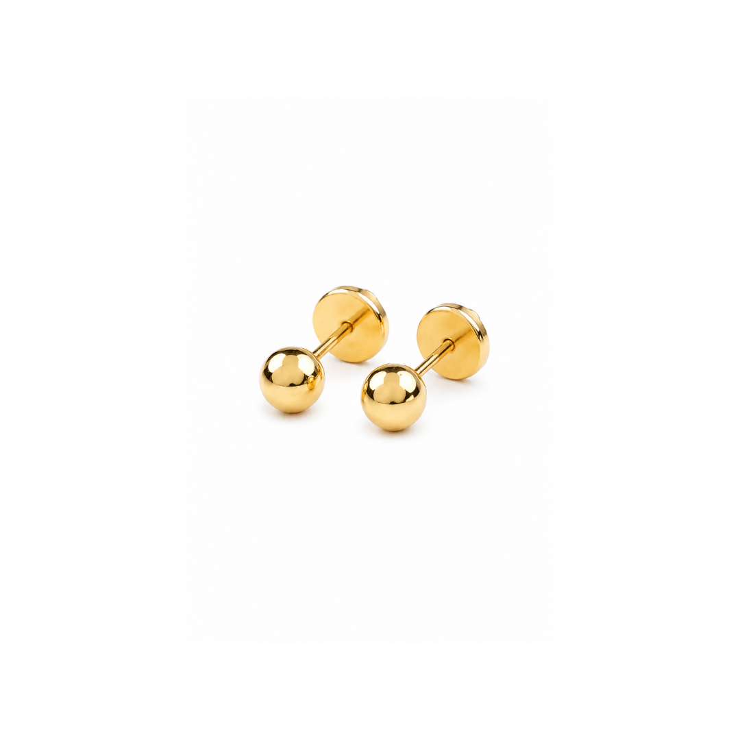 Aros Abridores Bolitas de Oro Amarillo 18Kt.