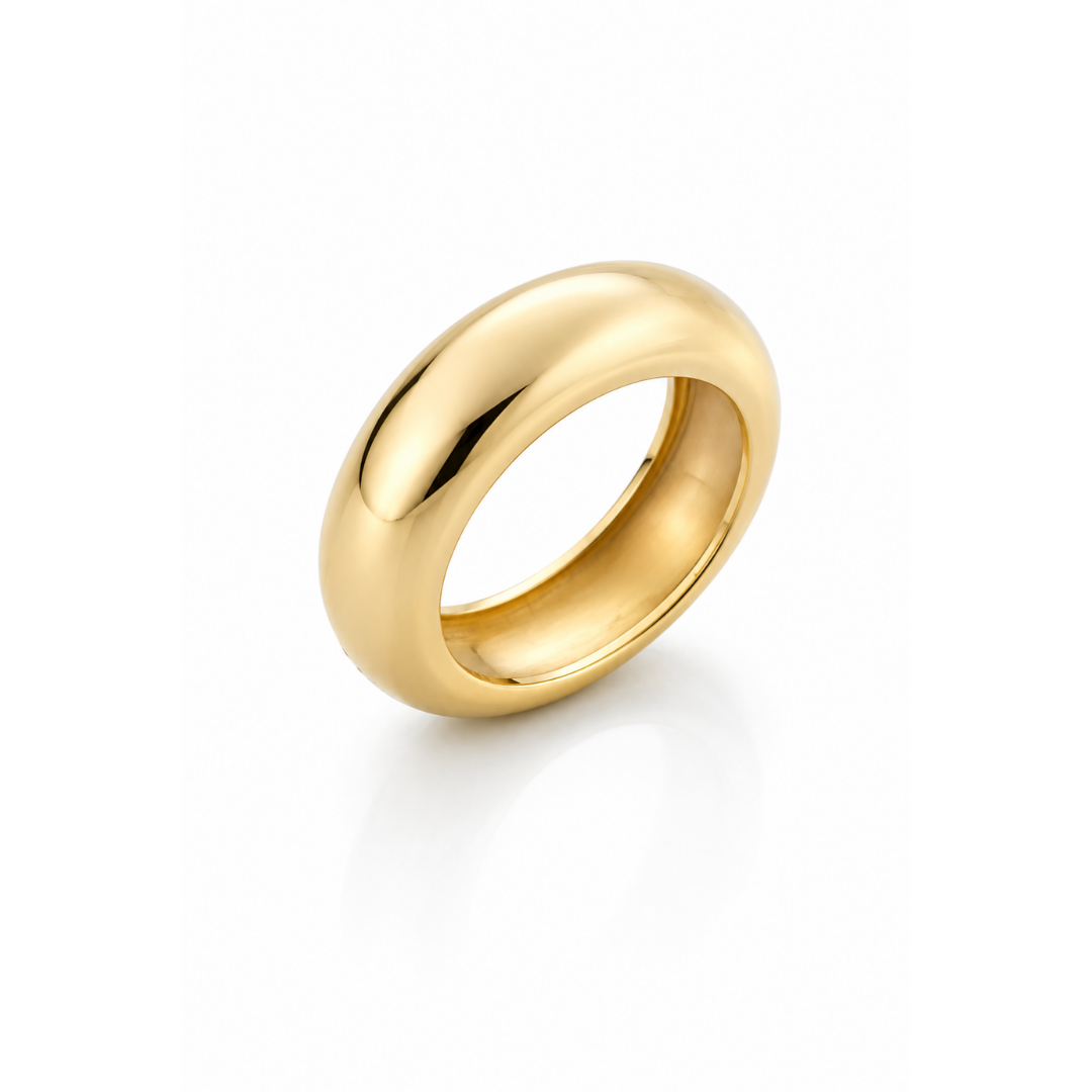 Anillo Oro Amarillo 14Kt. Bombé Satinado.