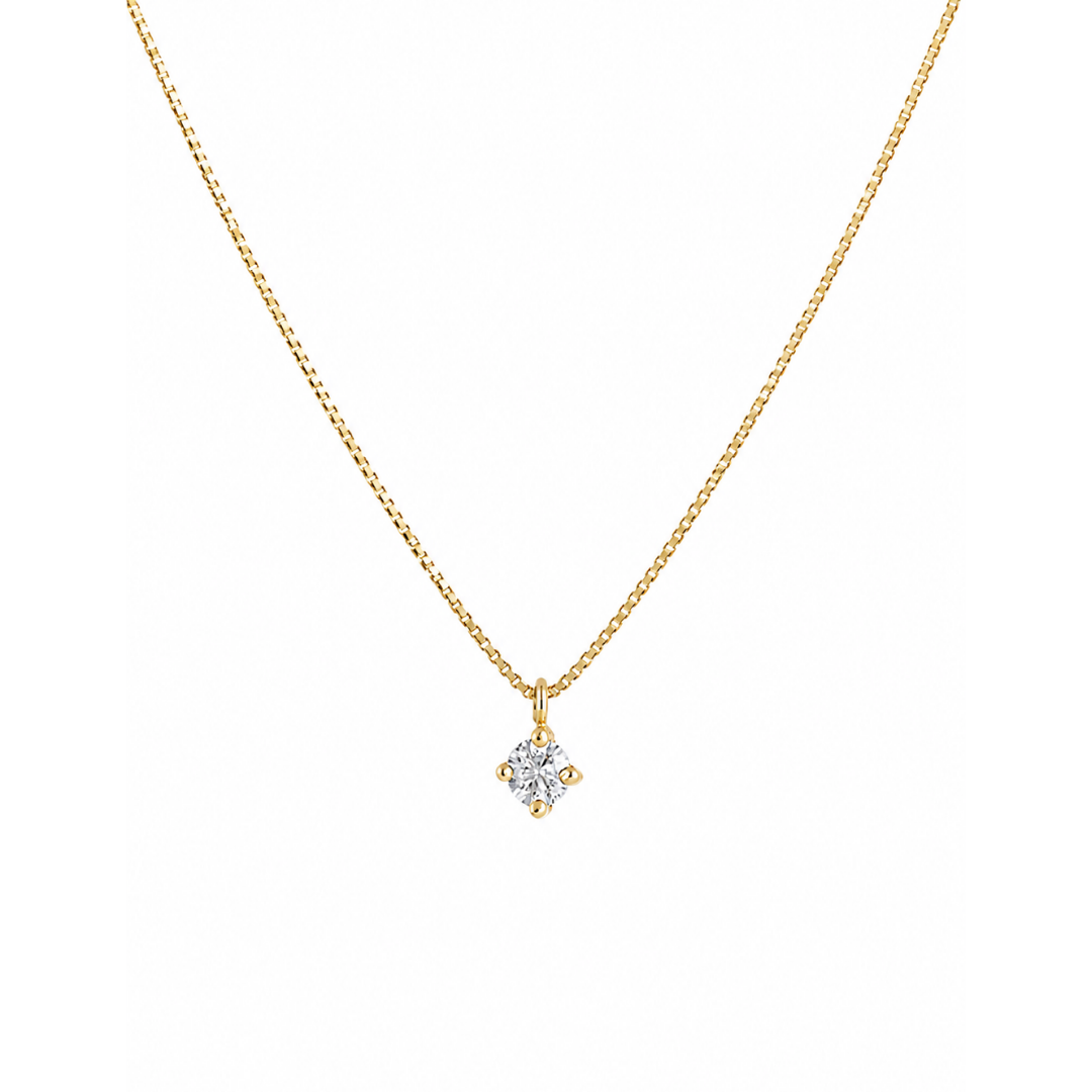 Collar Solitario Punto de Luz Brillante de Oro Amarillo 14Kt.