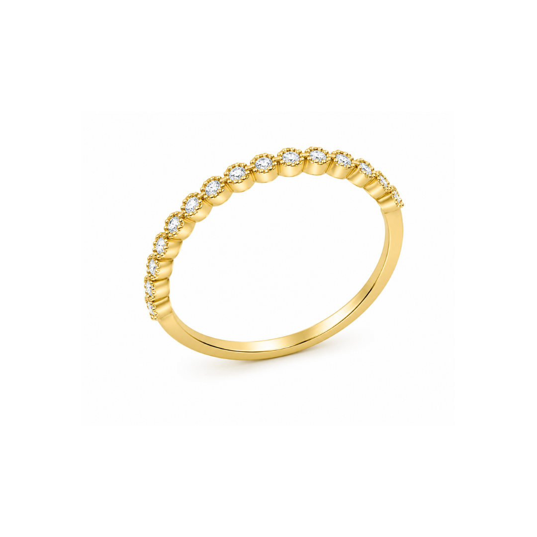 Anillo Oro Amarillo 14 KT. 15 Brillantes.
