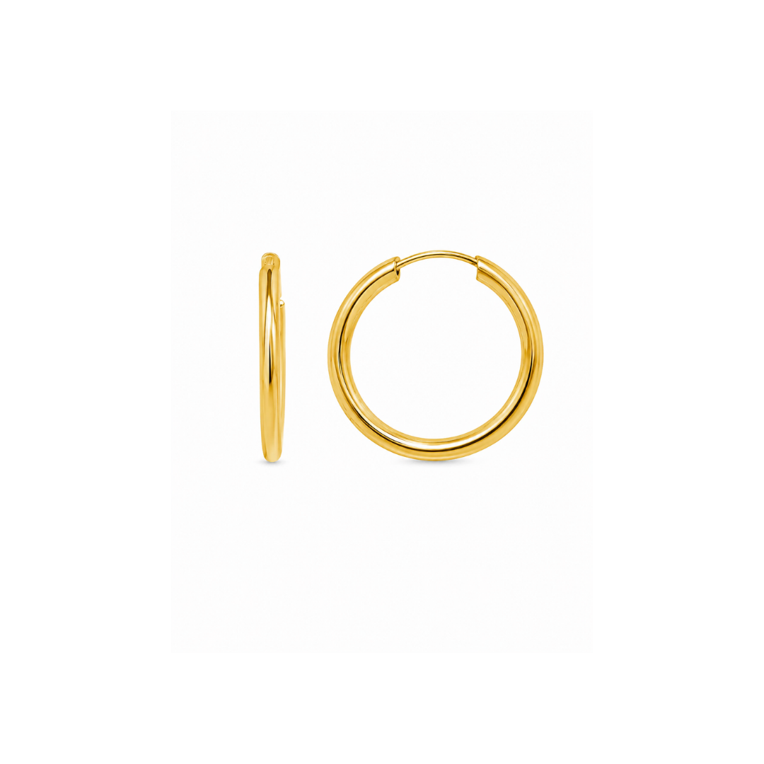 Aros Argollas de Oro Amarillo 18KT Tubo Redondo Flex 3 MM.