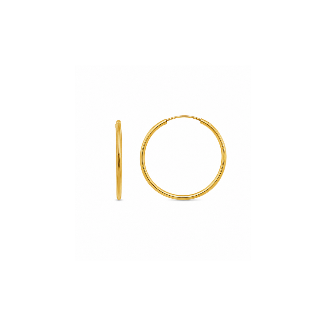 Aros Argollas de Oro Amarillo 18KT Tubo Redondo Flex 2 MM.