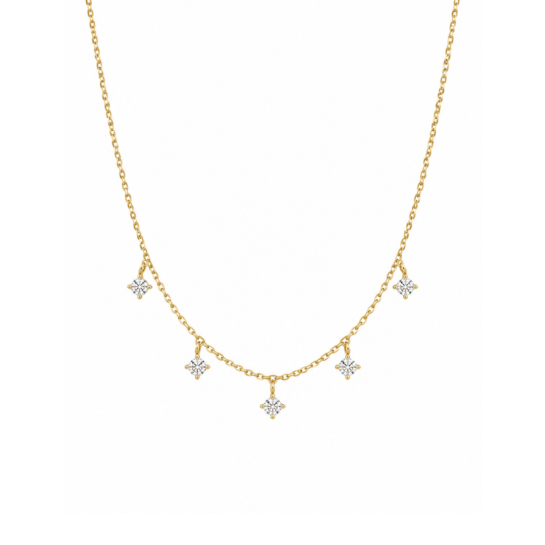 Collar Brillantes Colgantes en Oro Amarillo 14Kt.