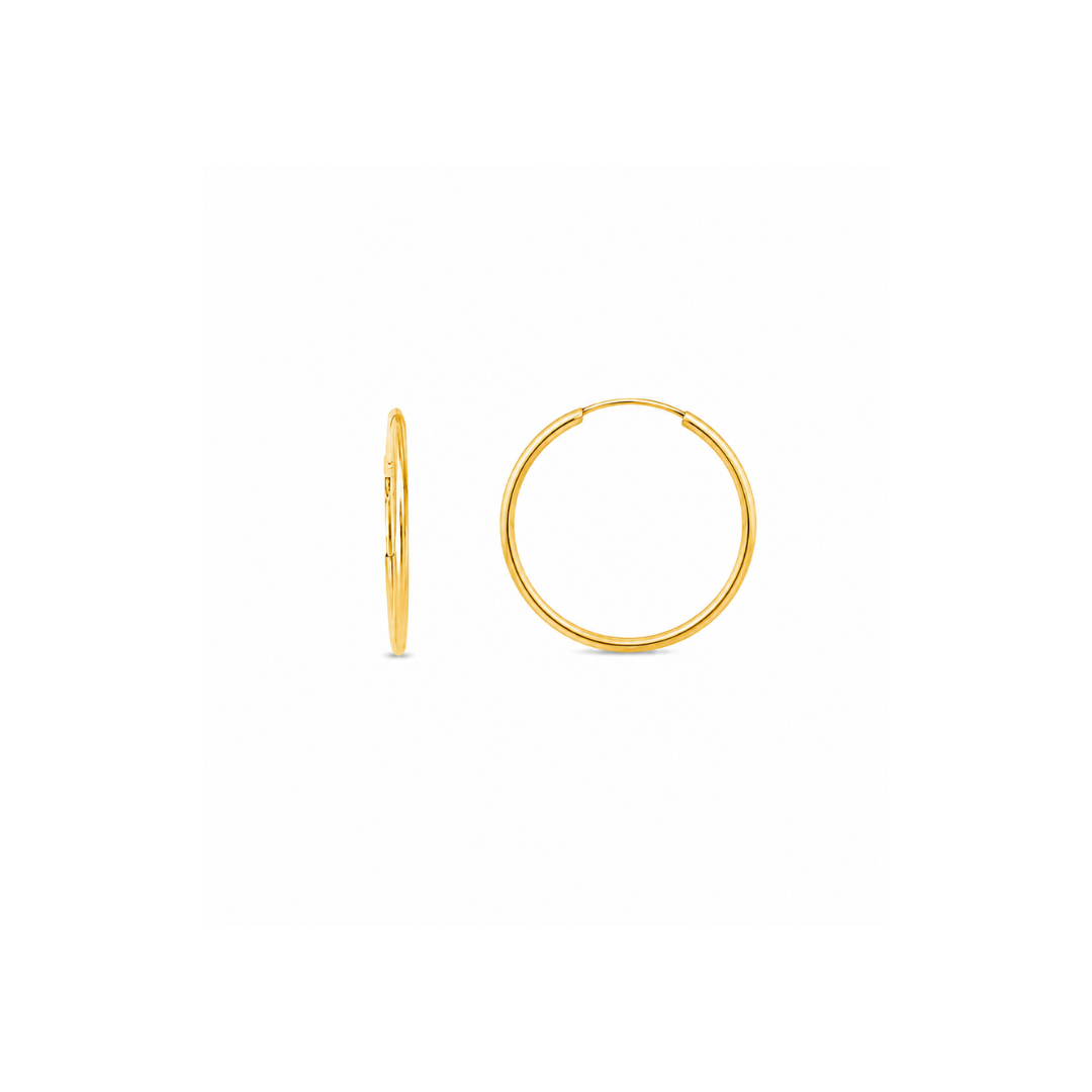 Aros Argollas de Oro Amarillo 18KT Tubo Redondo Flex 1.5 MM.