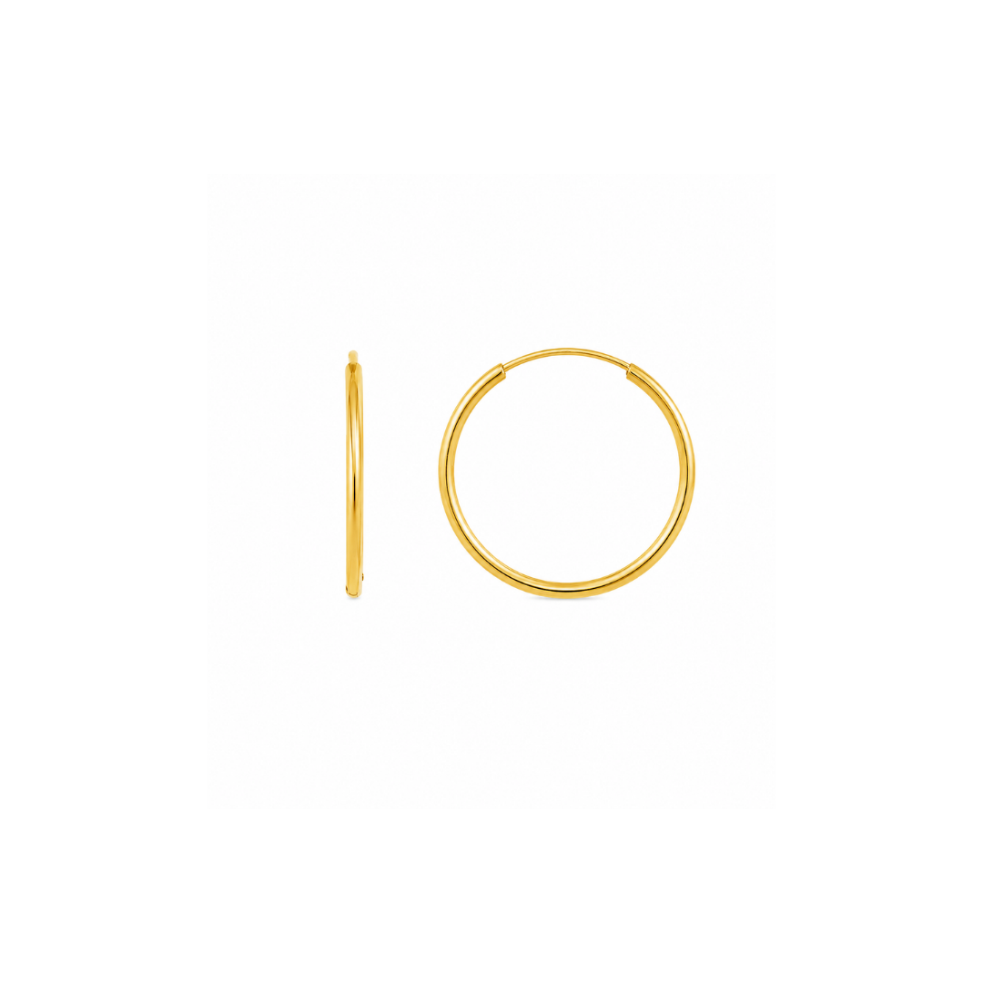 Aros Argollas de Oro Amarillo 18KT Tubo Redondo Flex 1 MM.