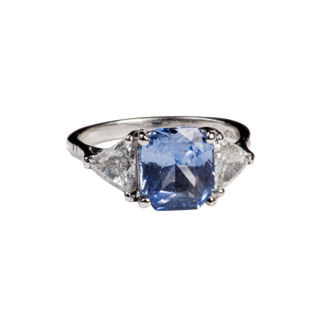 Anillo Platino Zafiro Cuadrado.