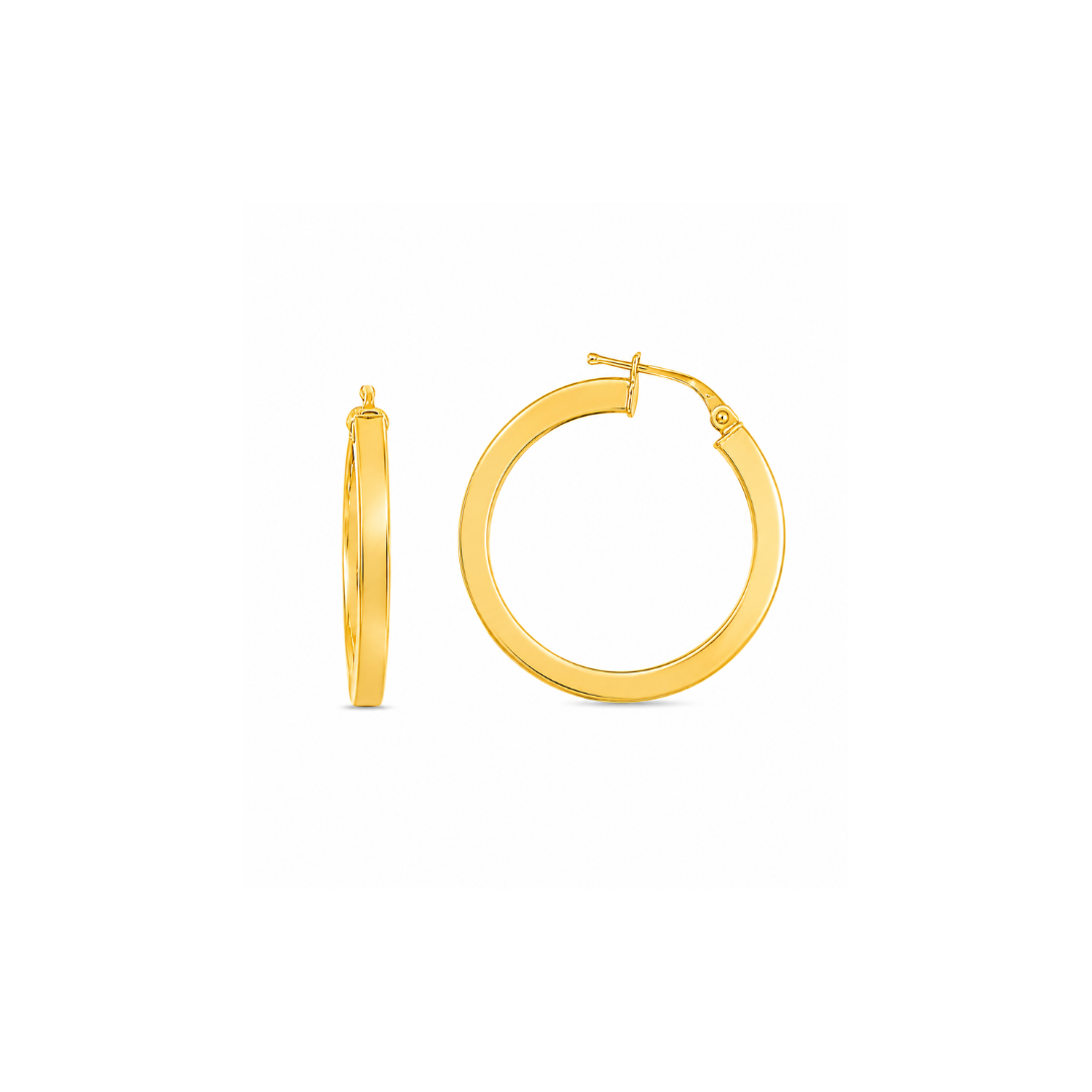 Aros Argollas de Oro Amarillo 18KT Tubo Cuadrado 3 MM.