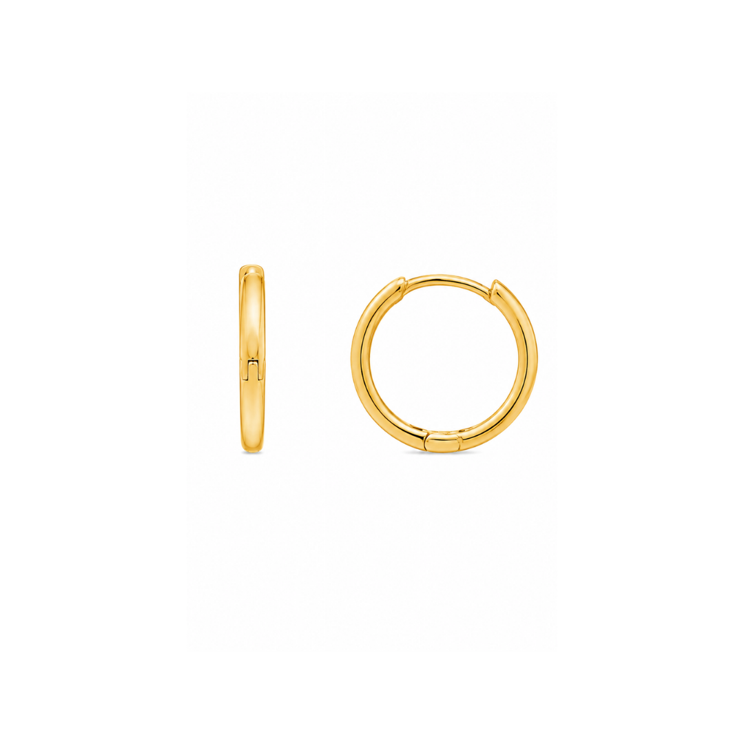 Aros Argollas de Oro Amarillo 18KT Tubo Cuadrado Bisagra 10 MM.