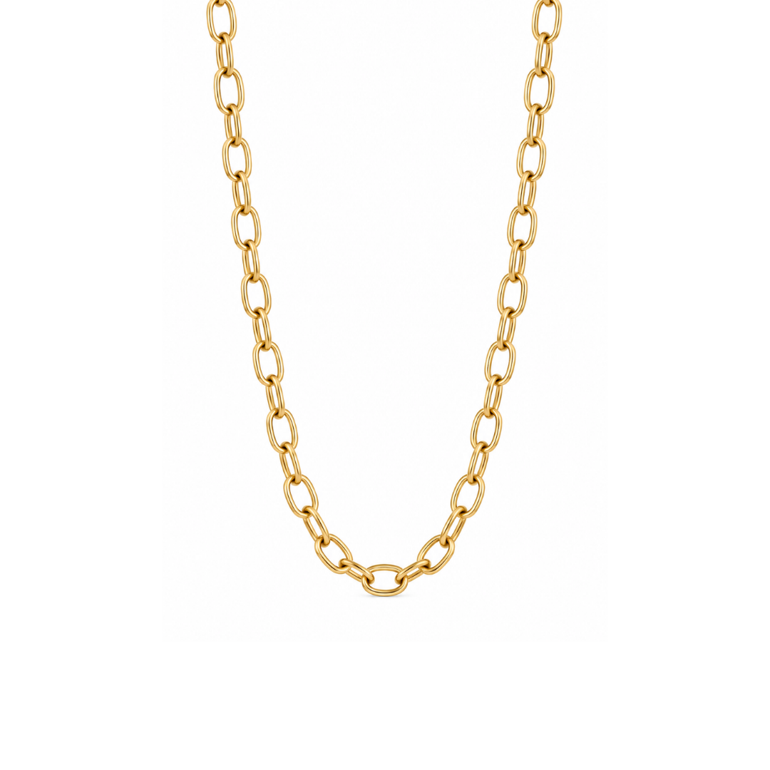 Collar Eslabón Ovalado en Oro Amarillo 14Kt.