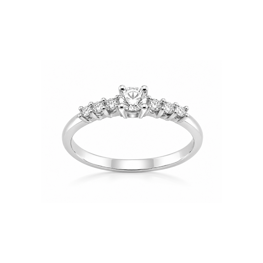Anillo  Oro Blanco 7 Brillantes.