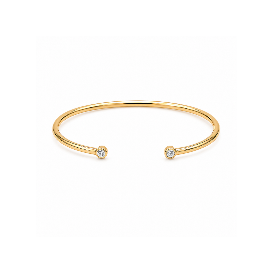 Pulsera Esclava Abierta Oro Amarillo y Brillantes 18Kt.