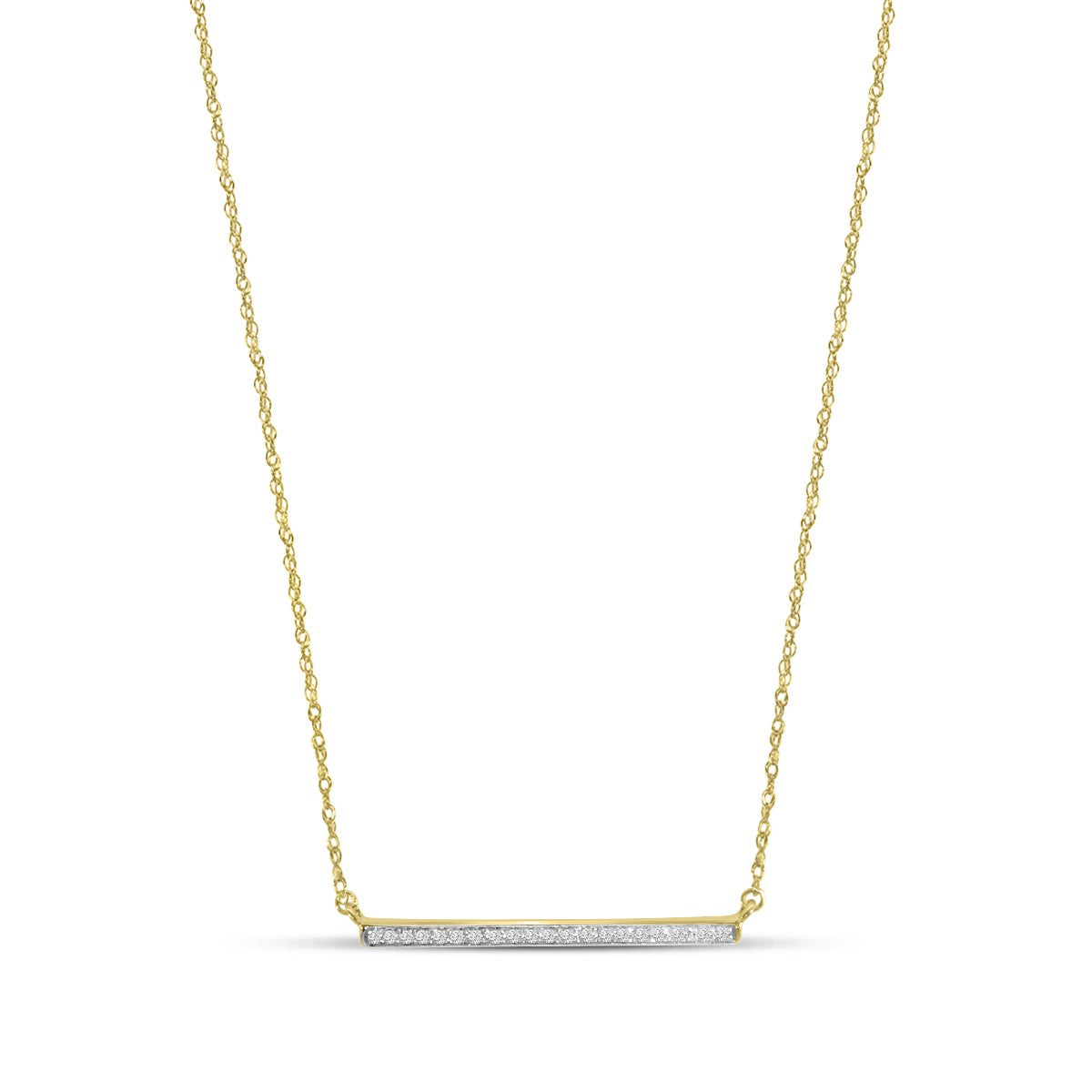 Collar Barra de Brillantes Naturales en Oro Amarillo 14Kt.