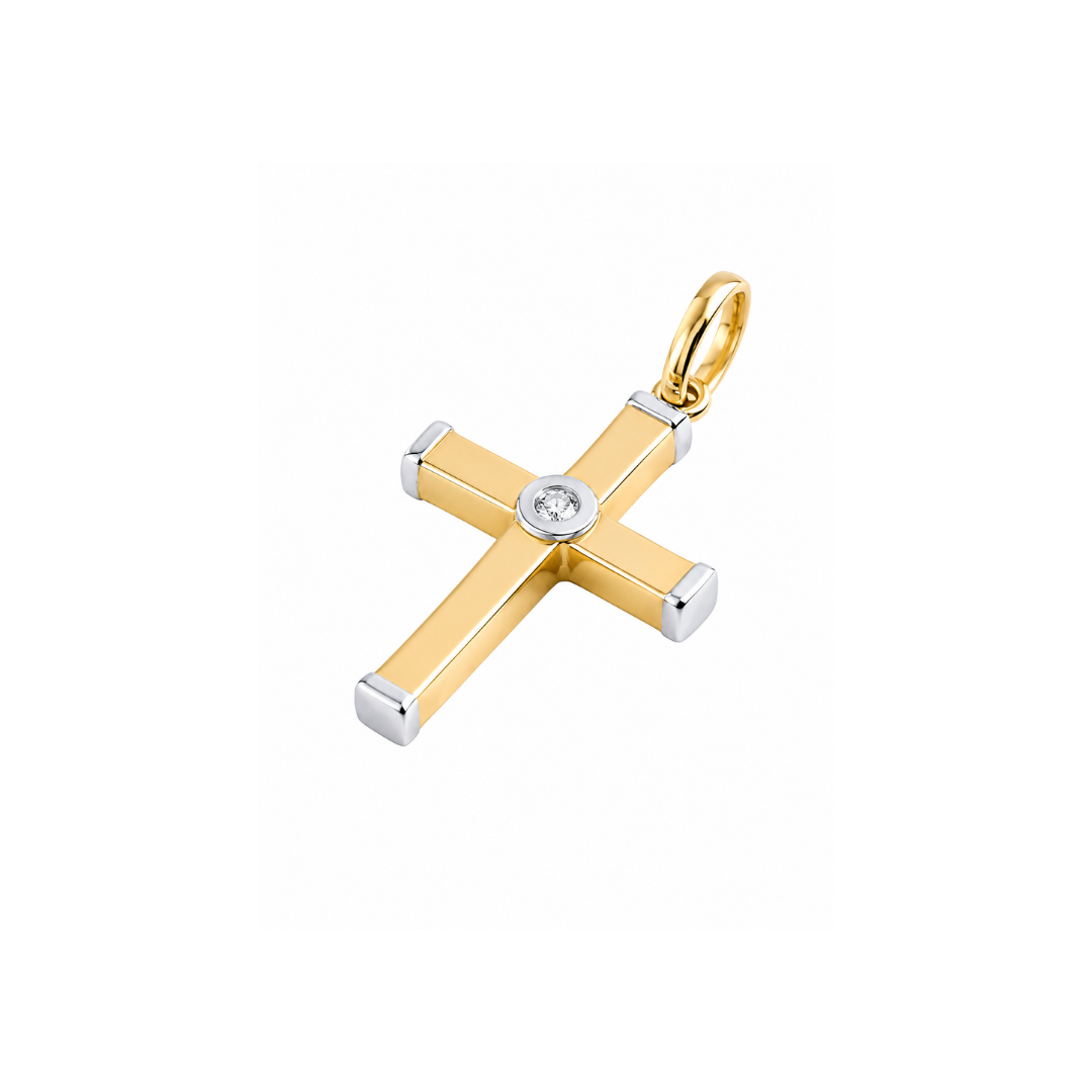 Cruz de Oro Amarillo Bicolor 14Kt.