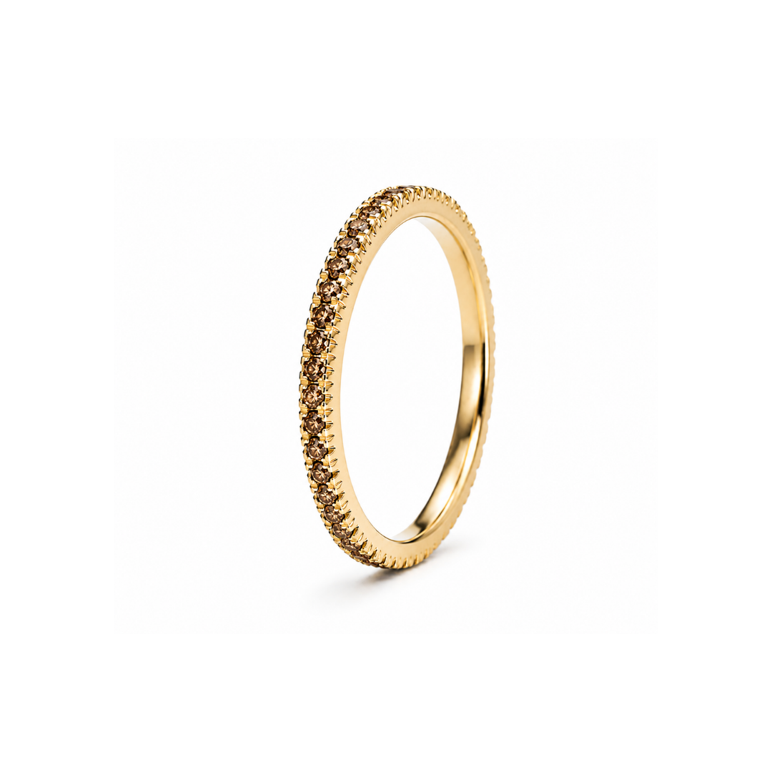 Anillo Cintillo de Brillantes Brown en Oro Amarillo 18Kt.