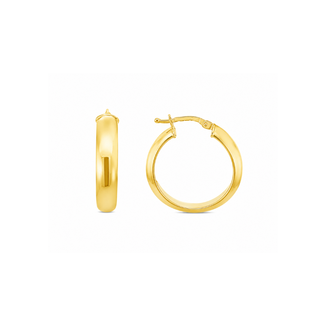 Aros Argollas de Oro Amarillo 18KT Tubo Media Caña.