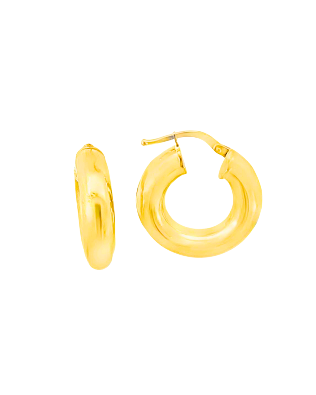 Aros Argollas de Oro Amarillo 18KT Tubo Redondo 4 MM.