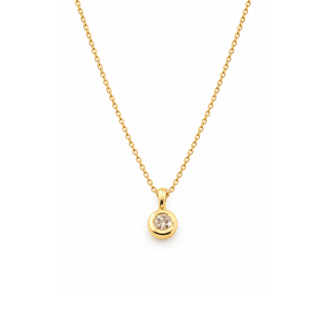 Collar Punto de Luz Engaste Bisel en Oro Amarillo 18Kt.