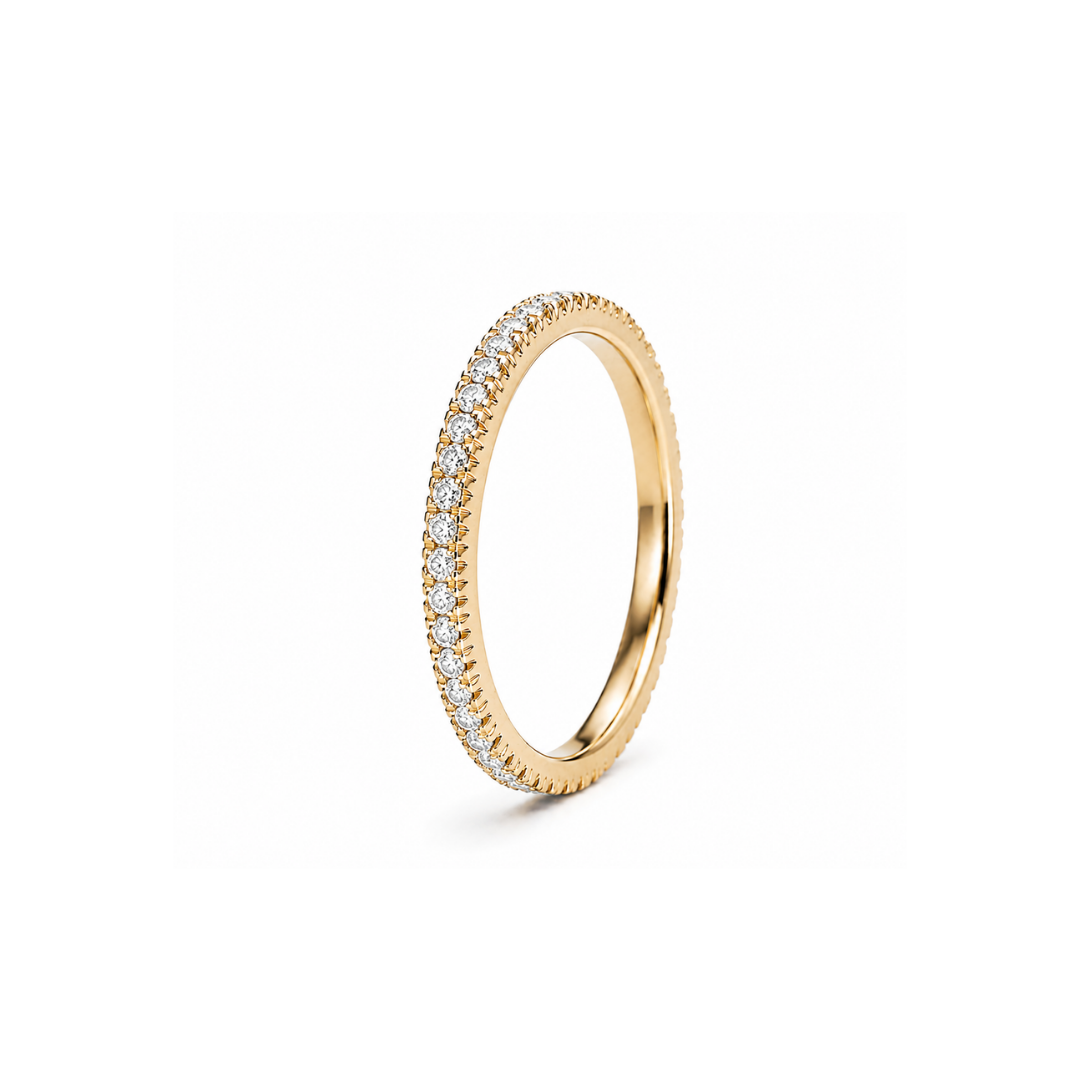 Anillo Cintillo de Brillantes en Oro Amarillo 18Kt.