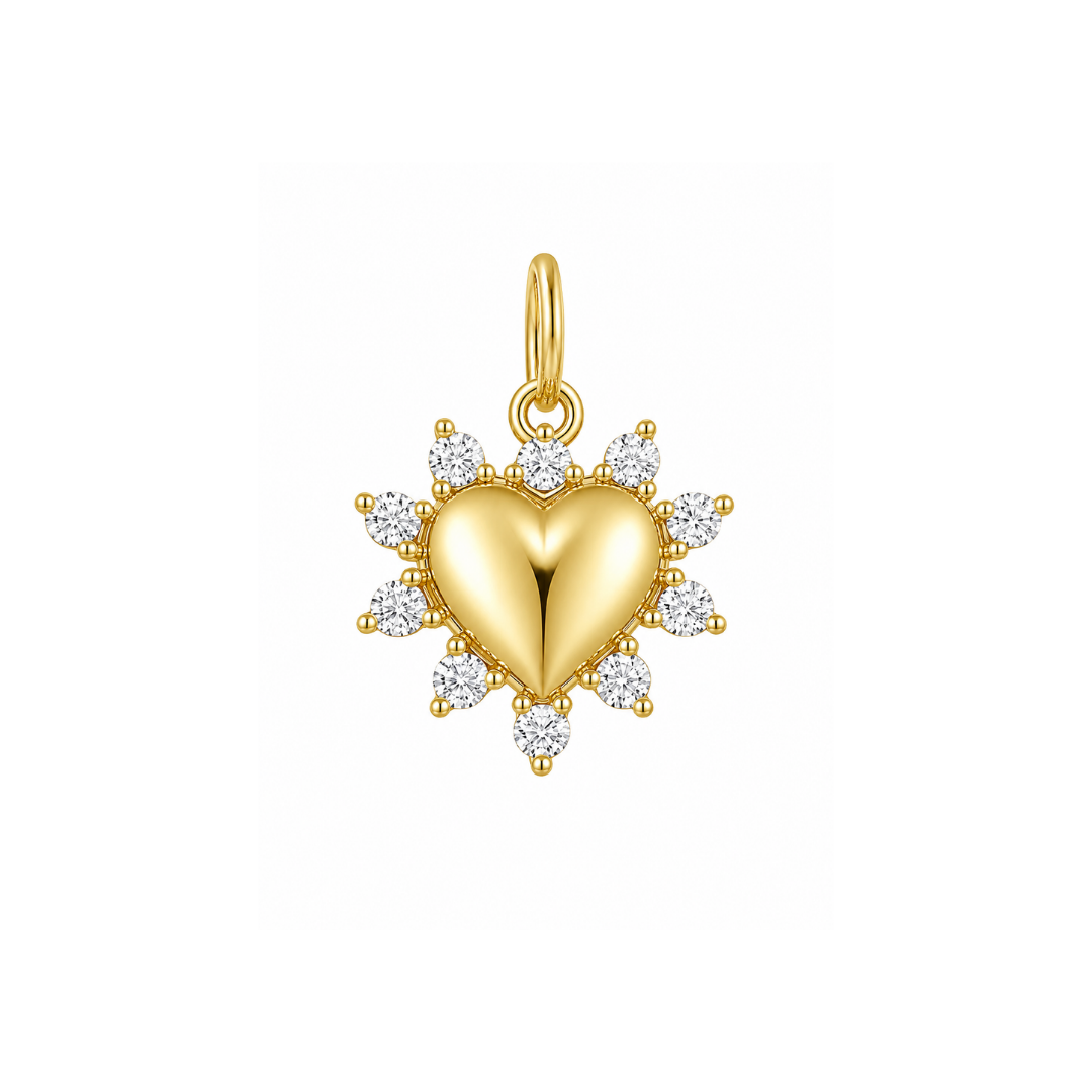 Colgante Corazón Oro Amarillo con Brillantes 14Kt.