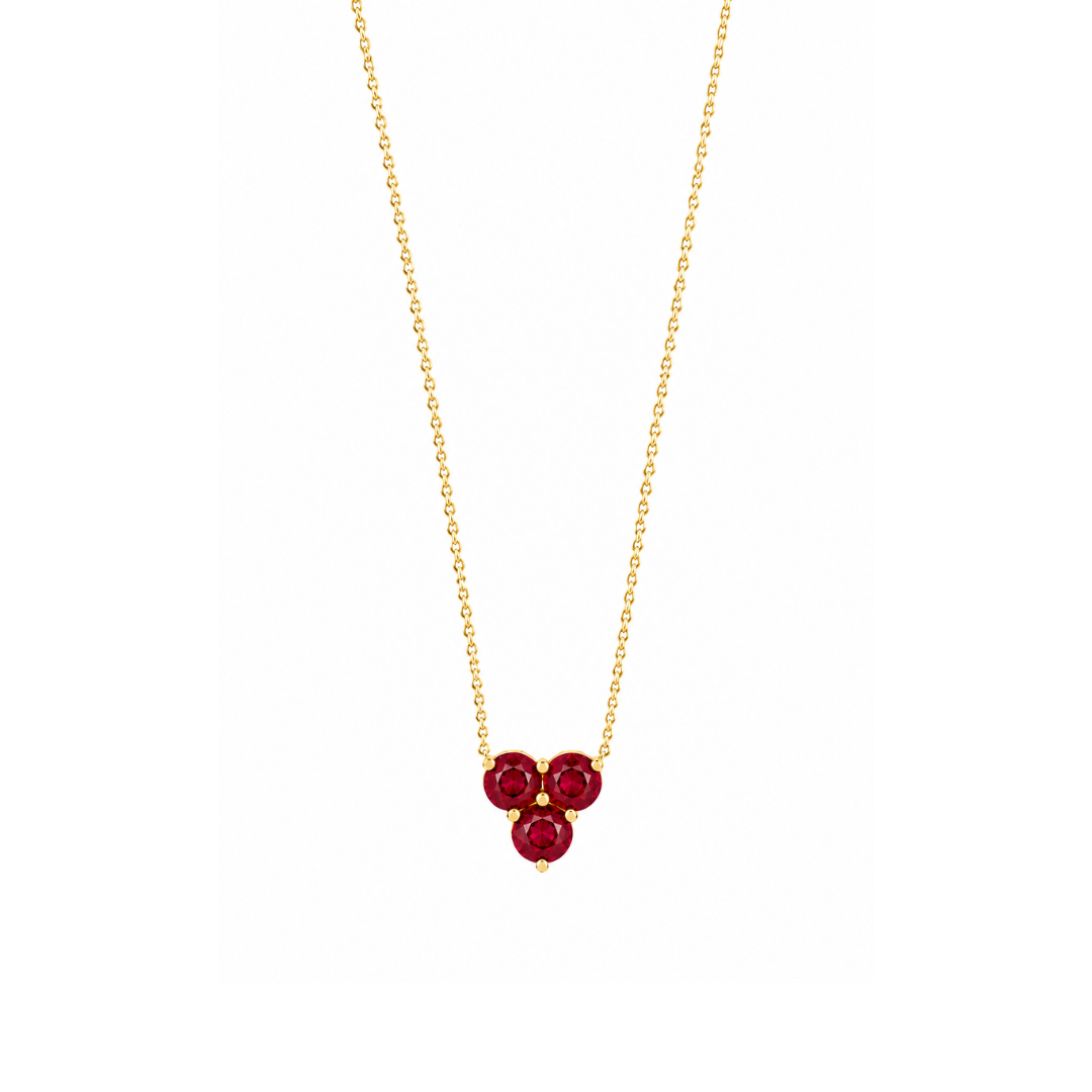 Collar Trío de Rubíes en Oro Amarillo 14Kt.