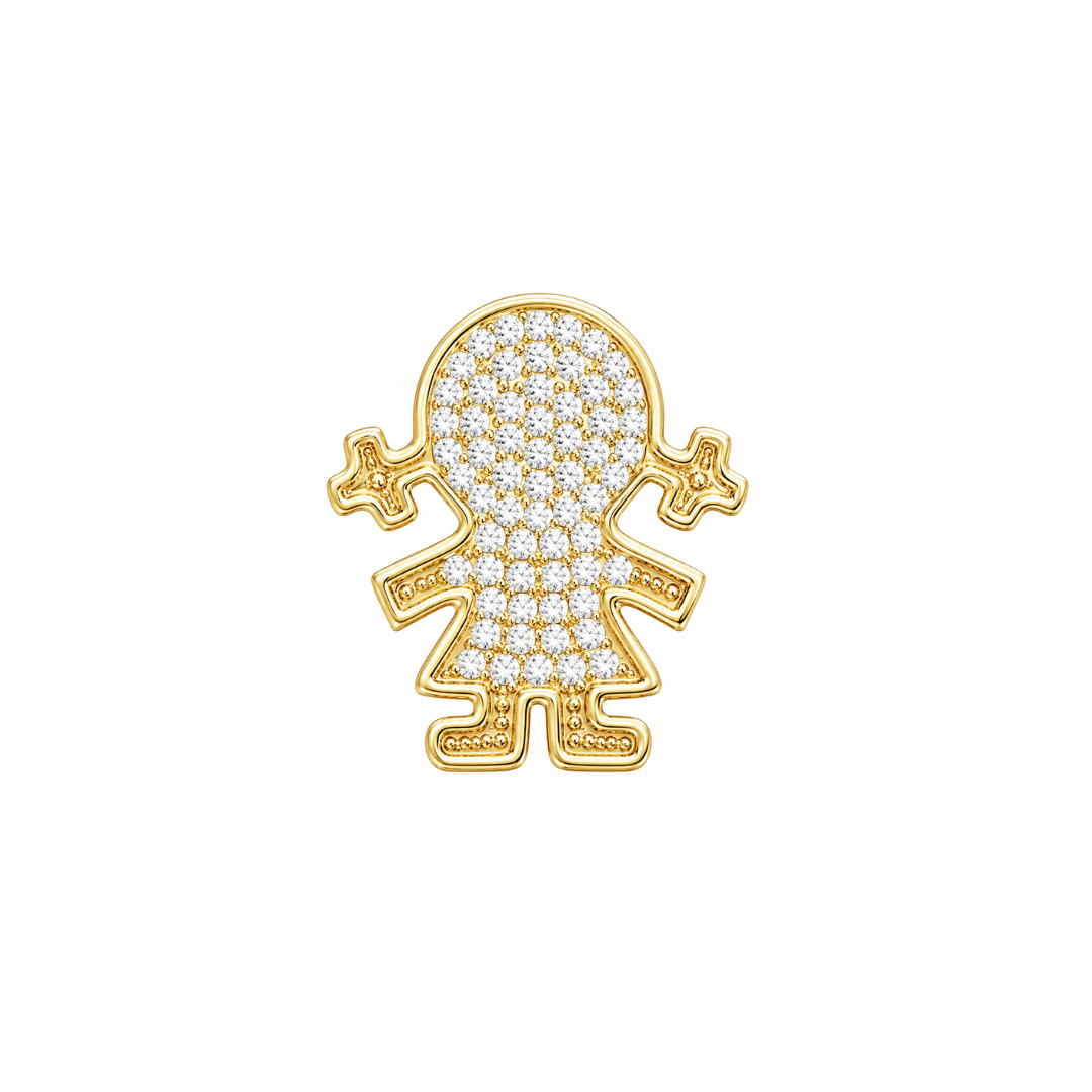 Colgante Niña Brillantes y Oro Amarillo 14Kt.